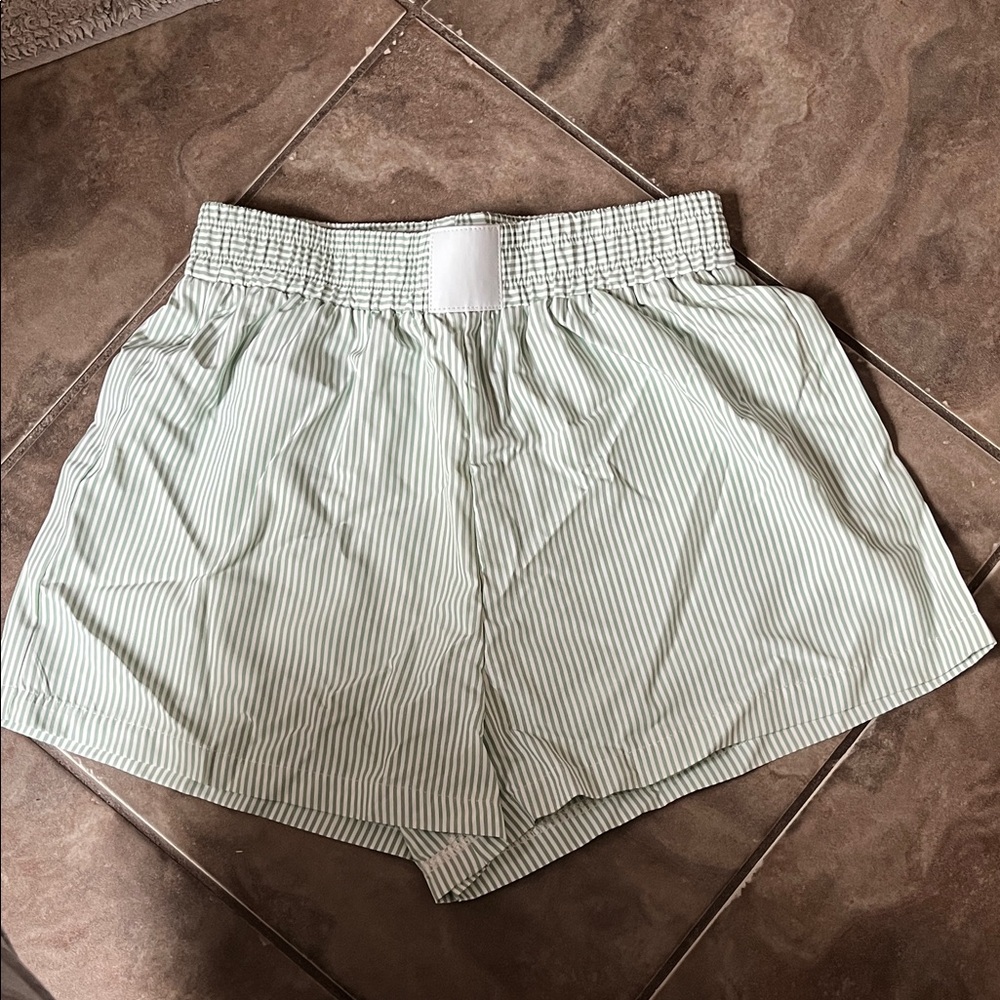 Striped Green Women's Shorts